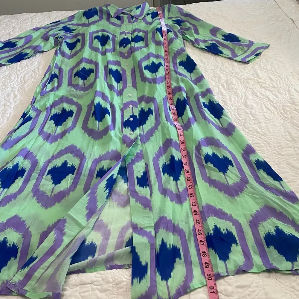 Oliphant Green and Blue Midi Dress - Picture 3 of 13